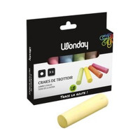 WONDAY - Large Round Pavement Chalks - Pack of 6 Colours