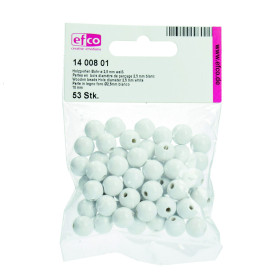 EFCO - Perles en Bois - Diamètre de Perçage 2,5 mm - 10 mm - 53 Pièces - Blanc