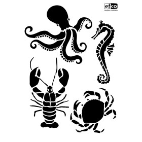 EFCO - Pochoir - Créatures Marines - DIN A4 - Lot de 4