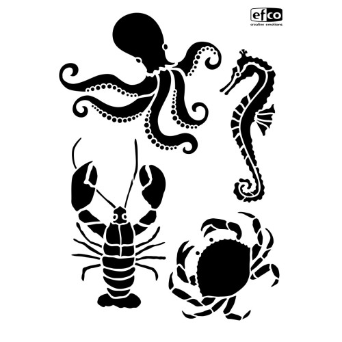EFCO - Pochoir - Créatures Marines - DIN A4 - Lot de 4