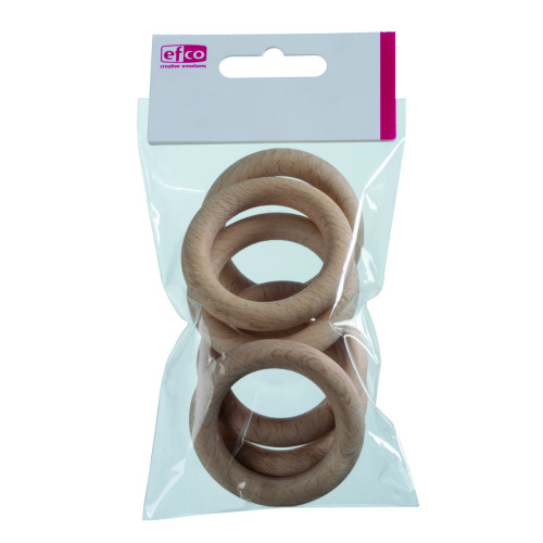 EFCO - Anneaux en Bois de Hêtre - Ø56 mm - 6 Pièces - Brut