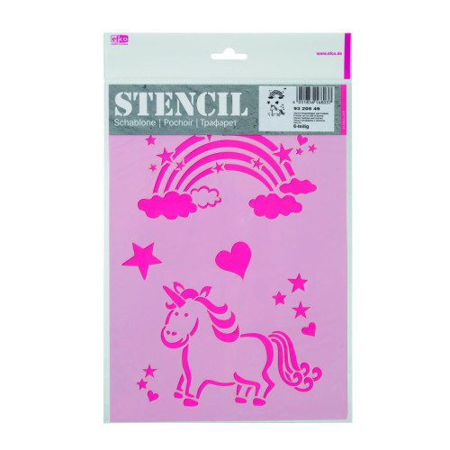 EFCO - Pochoir - Arc en Ciel et Licorne - DIN A4 - Lot de 6