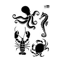 EFCO - Pochoir - Créatures Marines - DIN A4 - Lot de 4