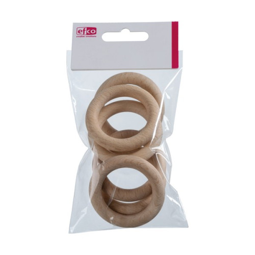 EFCO - Anneaux en Bois de Hêtre - Ø56 mm - 6 Pièces - Brut