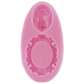 PENTART - Silicone Resin Mould - Cameo & Oval Frame 9.3x4.8x1