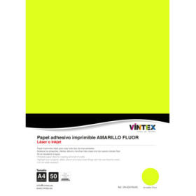 VINTEX - Papier Adhesif Imprimable Fluo - Jaune - 50 Feuilles