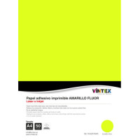 VINTEX - Papier Adhesif Imprimable Fluo - Jaune - 50 Feuilles