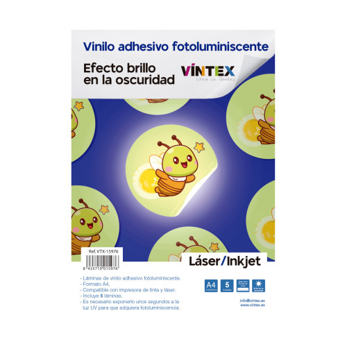 VINTEX - Glow in the Dark Printable Adhesive Vinyl - A4