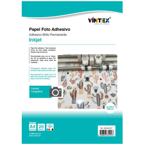 VINTEX - Papier Photo Adhesif Brillant 135 g - A4 - 20 Feuilles