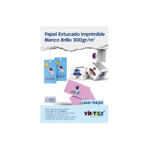VINTEX - Papier Couche 300 g/m2 Imprimable - A4 - 20 Feuilles