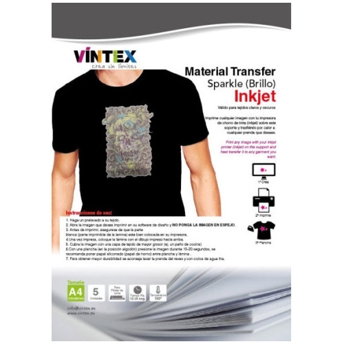 VINTEX - Sparkle Heat Transfer Paper - A4 - 5 Sheets - Inkjet