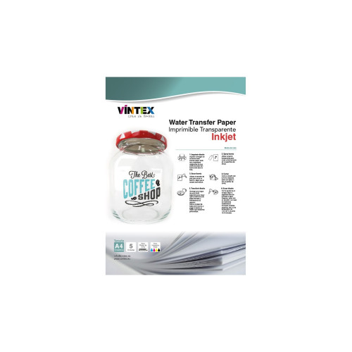 VINTEX - Water Slide Transfer Paper Clear - A4 - 5 Sheets - Inkjet