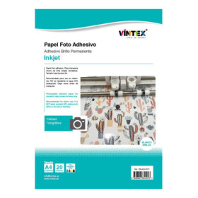 VINTEX - Papier Photo Adhésif Brillant 135 g - A4 - 20 Feuilles