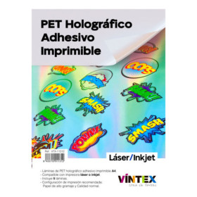 VINTEX - PET Holographique Imprimable Adhésif - A4 - 5 Feuilles