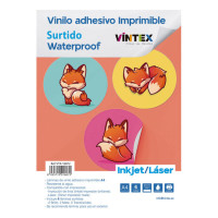 VINTEX - Waterproof Printable Adhesive Vinyl Assortment - A4 - 6 Sheets - Laser & Inkjet