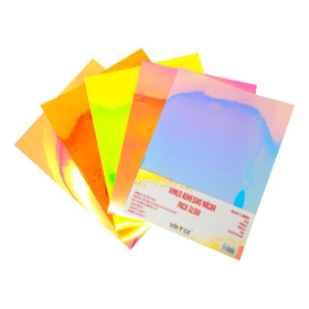 VINTEX - Pack Vinyles Adhésifs Nacrés Glow - 25 x 32 cm - 5 Feuilles