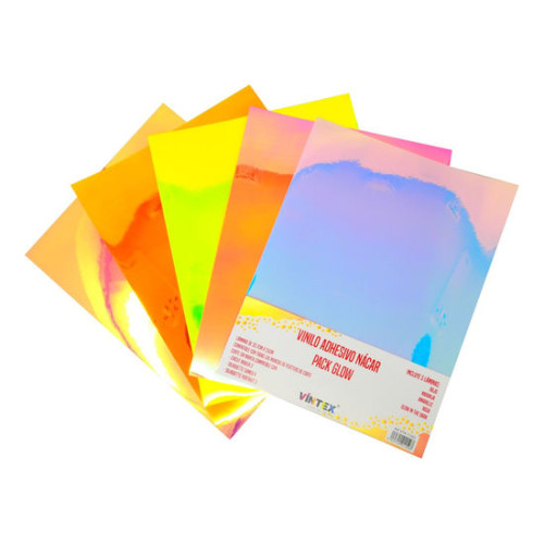 VINTEX - Pack Vinyles Adhésifs Nacrés Glow - 25 x 32 cm - 5 Feuilles