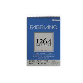 FABRIANO - Bloc Dessin Noir 1264 Spiralé - 200 g/m²