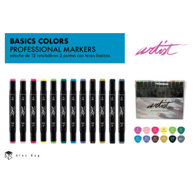 ROYMART - Feutres à Alcool ARTIST - Coffret 12 Couleurs Thématique