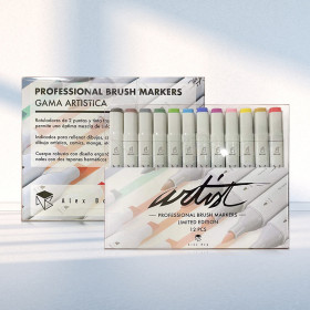 ROYMART - Feutres à Alcool ARTIST Professional Brush - 12 Couleurs