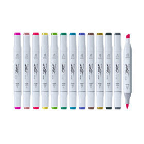 ROYMART - Feutres à Alcool ARTIST Professional Brush - 12 Couleurs