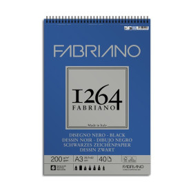 FABRIANO - Bloc Dessin Noir 1264 Spiralé - 200 g/m²