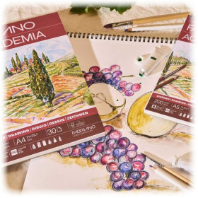 FABRIANO - Bloc Dessin à Grain Accademia Spiralé - 30 Feuilles - 200 g/m²