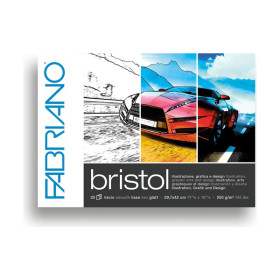 FABRIANO - Bloc Papier Bristol - 20 Feuilles - 250 g/m²