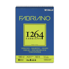 FABRIANO - Bloc Dessin 1264 Spiralé - A4 - 50 Feuilles - 180 g/m²