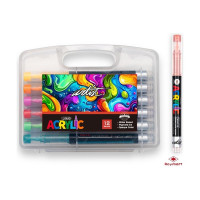 ROYMART - Feutres Acryliques ARTIST Real Brush - Pointe Pinceau Souple - 12 Couleurs