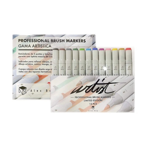 ROYMART - Feutres à Alcool ARTIST Professional Brush - 12 Couleurs