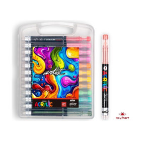 ROYMART - Feutres Acryliques ARTIST Real Brush - Pointe Pinceau Souple - 24 Couleurs