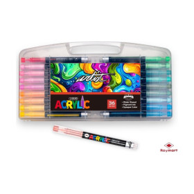 ROYMART - Feutres Acryliques ARTIST Real Brush - Pointe Pinceau Souple - 36 Couleurs