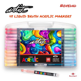 ROYMART - Feutres Acryliques ARTIST Real Brush - Pointe Pinceau Souple - 48 Couleurs
