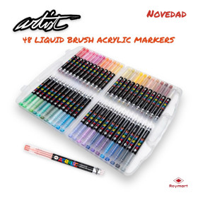 ROYMART - Feutres Acryliques ARTIST Real Brush - Pointe Pinceau Souple - 48 Couleurs
