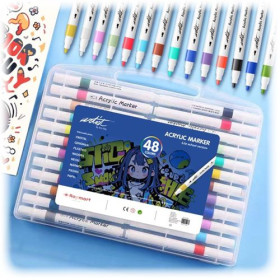 ROYMART - Feutres Acryliques PRIME Sans Amorçage - Pointe Moyenne - 48 Couleurs