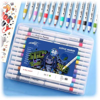 ROYMART - Feutres Acryliques PRIME Sans Amorçage - Pointe Moyenne - 48 Couleurs