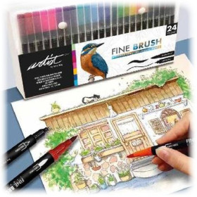 ROYMART - Feutres Double Pointe FINE BRUSH CREATIVE - 24 Couleurs