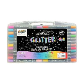 ROYMART - Marqueurs à Paillettes Double Pointe - 2 en 1 - 48 Feutres / 96 Couleurs