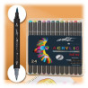 ROYMART - Feutres Acryliques ARTIST Sans Amorçage - Double Pointe Fine et Pinceau - 24 Couleurs