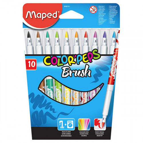 Maped - Feutres Pinceaux - Color'Peps Brush - Boîte de 10