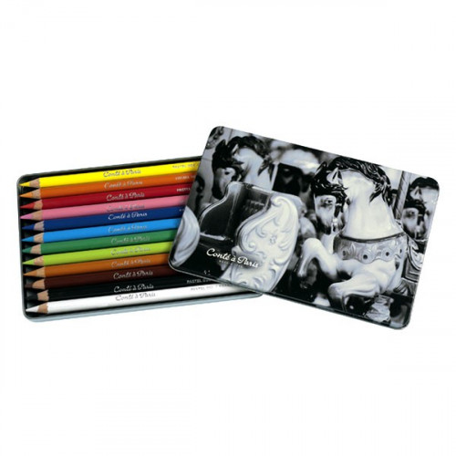 Conté à Paris 12 Crayons Pastel Assortis Boîte Métal
