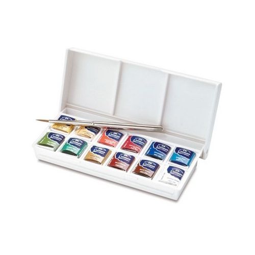 Winsor & Newton - Cotman Water Colour - 12 Half Pans - Sketchers' Pocket Box - Set