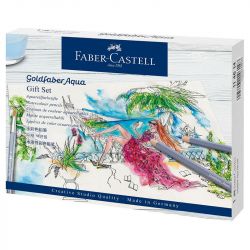 Faber-Castell - Crayons Goldfaber Aqua, coffret cadeau, 18 pièces - (12 Crayons + Carnet + Pitt + Accessoires)