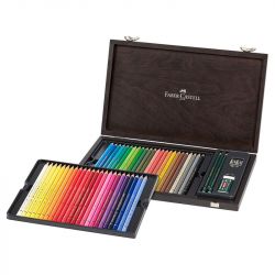 Faber-Castell - Crayons de couleur Polychromos, coffret bois de 48 (48) - Faber-Castell - Coffret Bois
