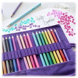 Sparkle colour pencil pencil roll, 20 colours