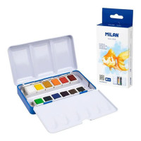 MILAN - Watercolour - Metal Box of 12 Half Pans