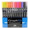 GRAPH'O - Watercolor Felt-Tip Pens - Extra-Fine & Brush Tip - 12 Colors