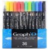 GRAPH'O - Watercolor Felt-Tip Pens - Extra-Fine & Brush Tip - 12 Colors