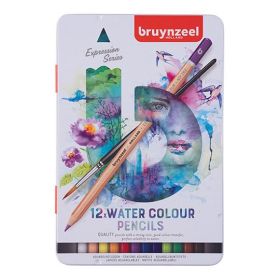 BRUYNZEEL - Expression Watercolor - Watercolor Pencils - 12 Colors - Metal Tin